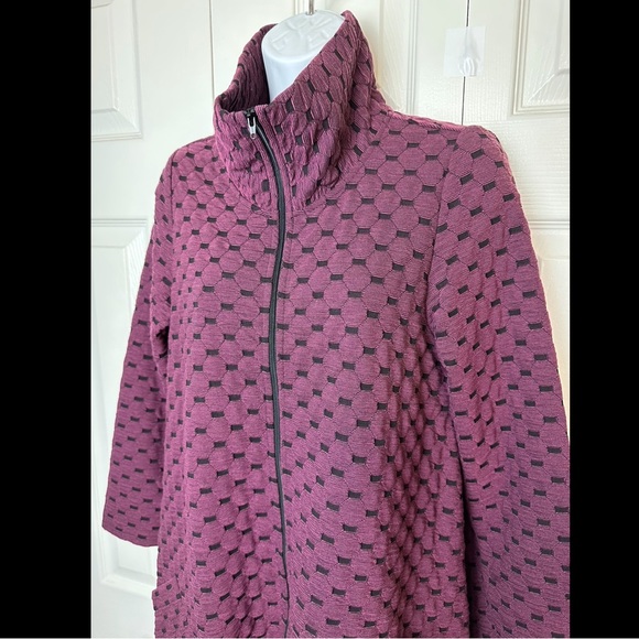HABITAT Clothes To Live In Cranberry Jacket Coat Textured Asymmetric Burgundy - Picture 4 of 10
